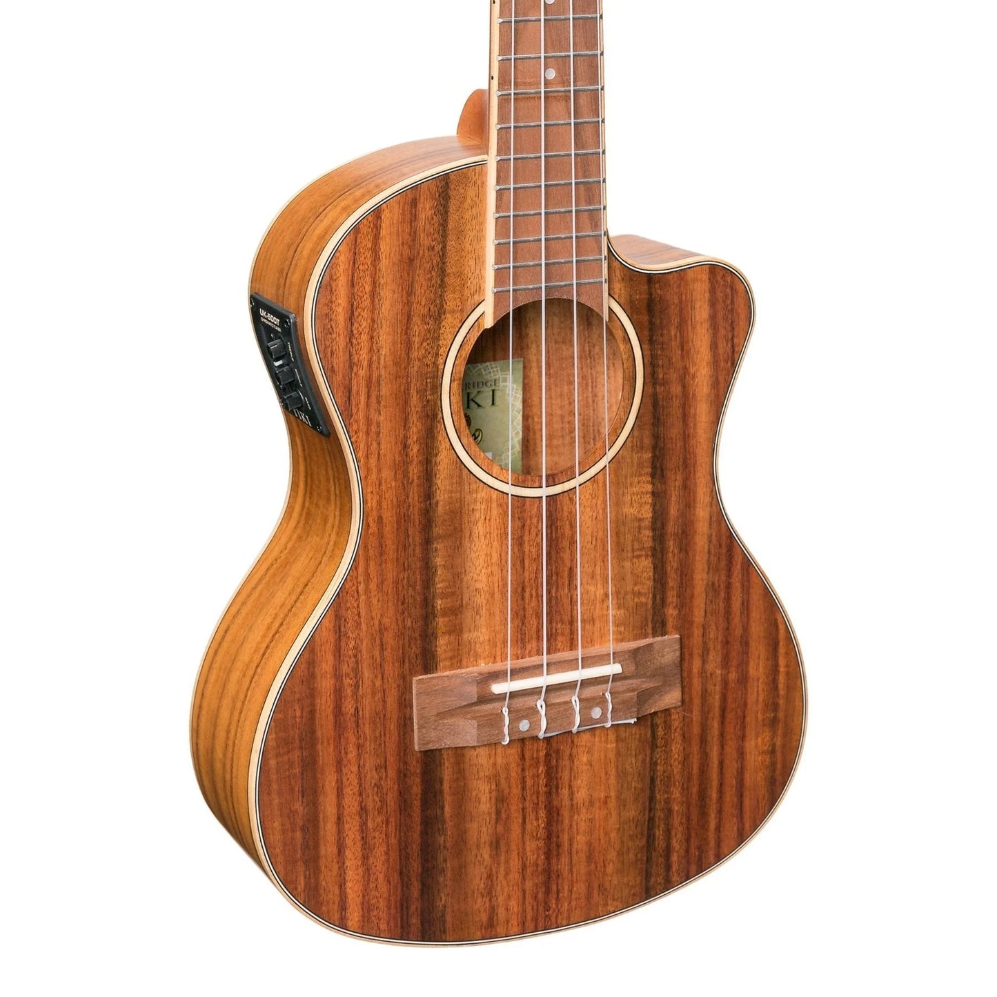 Tiki - Solid Koa Top Tenor Ukulele Cutaway Pickup with Hard Case (Natural Satin)