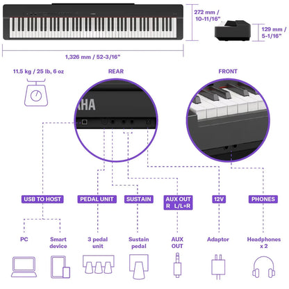 Yamaha - P-225B Digital Piano