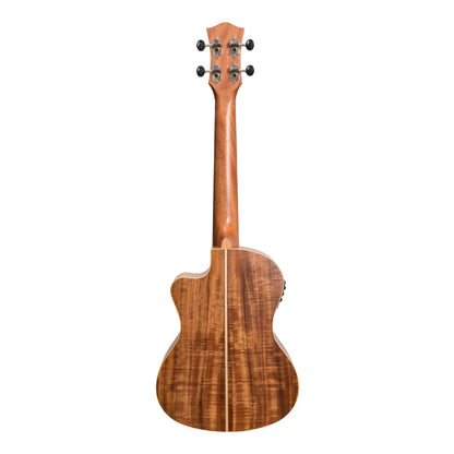 Tiki - Solid Koa Top Tenor Ukulele Cutaway Pickup with Hard Case (Natural Satin)